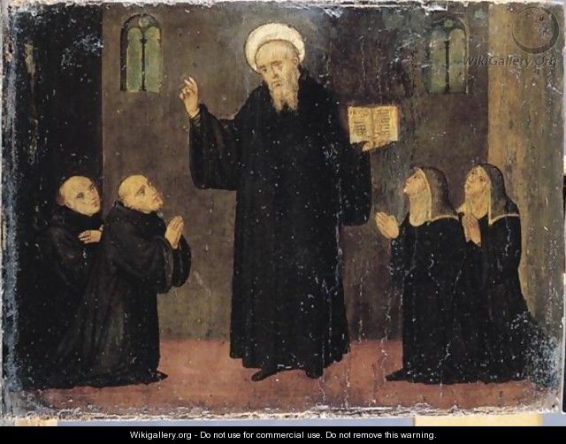 Saint Benedict With Maurus, Plaudus, Scolastica And Flavia - Italian Unknown Master