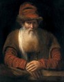 Portrait Of An Old Bearded Man, Half-Length, Wearing A Red Hat And A Brown Coat, Resting On A Ledge - (after) Aert De Gelder
