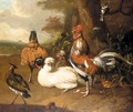 Still Life Of Chickens, A Cockerel, And Other Fowl In A Landscape - (after) Melchior De Hondecoeter