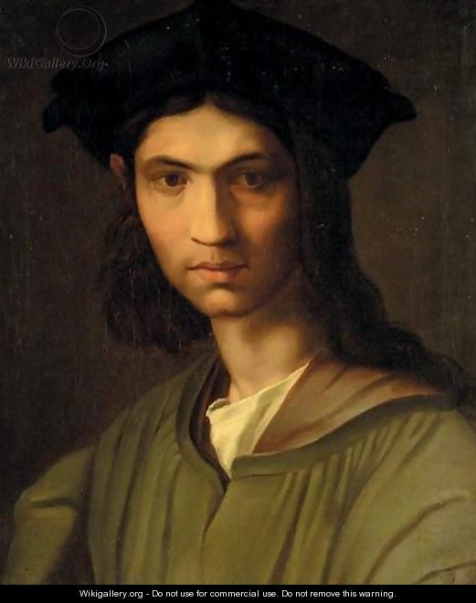 Portrait Of A Man, Head And Shoulders, Wearing A Green Jacket And A Black Hat, Said To Be Baccio Bandinelli - (after) Andrea Del Sarto