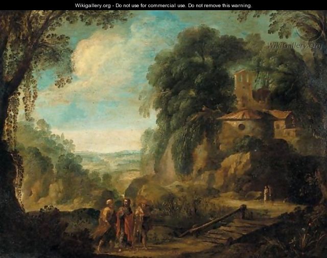 Landscape With Christ On The Road To Emmaus - (after) Paul Bril