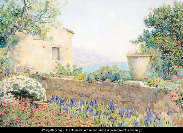 Terrace Of An Italian Coastal Garden - Ernest Arthur Rowe