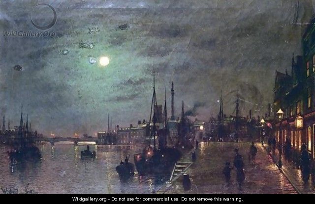 Harbour Scene At Night - Wilfred Jenkins