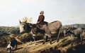 Donkeys On A Country Path - Friedrich Wilhelm Keyl