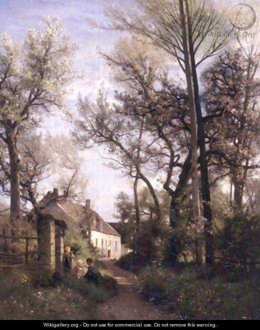 Along The Path To The Village - Eugene Antoine Samuel Lavieille