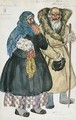 Costume Design For An Old Peasant Couple Agafon And Stepanida - Boris Kustodiev
