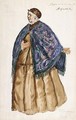 Costume Design For Afimia, An Elderly Peasant Woman With Blue Shawl - Boris Kustodiev