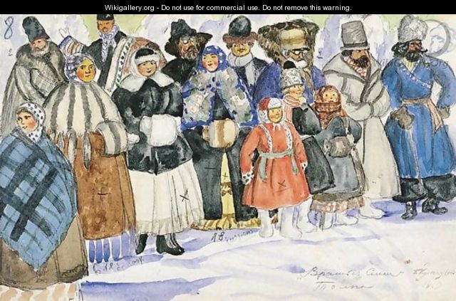 Costume Designs And Stage Directions For The Spectators - Boris Kustodiev