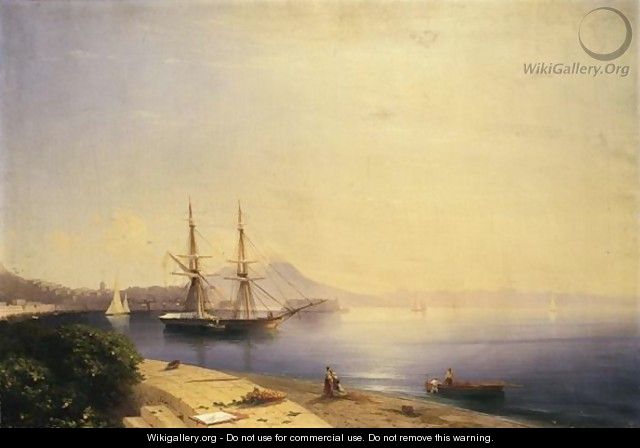 Ship Moored In The Bay Of Naples - Ivan Konstantinovich Aivazovsky