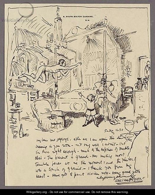An Illustrated Letter To Mrs St George The Bedroom At Clonsilla - Sir William Newenham Montague Orpen