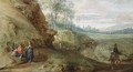 A Hilly Landscape With A Horserider And Travellers On A Path, A Village Beyond - Flemish School