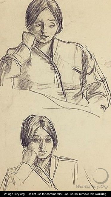 Two Studies Of A Woman In Thought - Roderic O