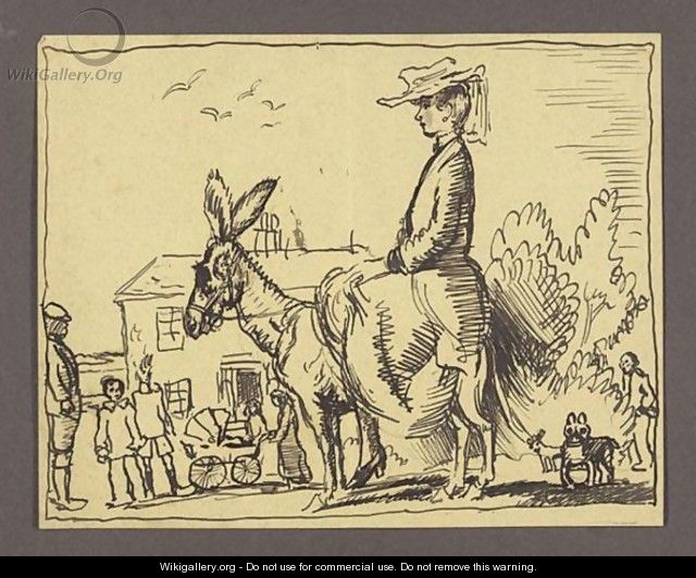 Mrs St. George On A Donkey - Sir William Newenham Montague Orpen