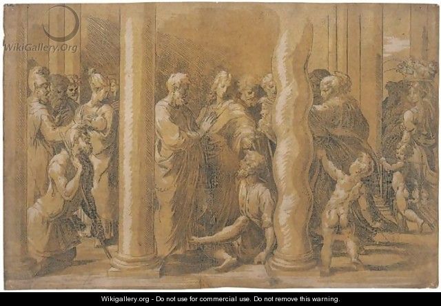 Peter And Paul Healing The Cripple - Girolamo Francesco Maria Mazzola (Parmigianino)