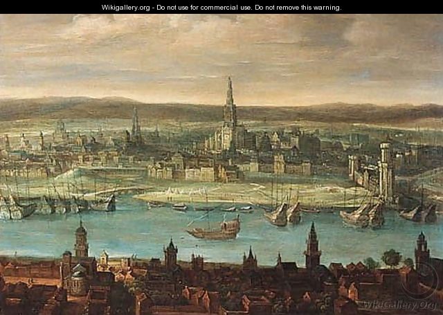 A Capriccio View Of Antwerp - (after) Louis De Caullery