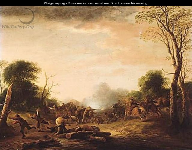 An Ambush In A Wooded Landscape - Pieter de Bloot