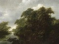 A Wooded River Landscape With Anglers Mooring Their Boats To The Bank - (after) Jan Lagoor