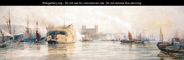 Shipping On The Thames By The Tower Of London - English School
