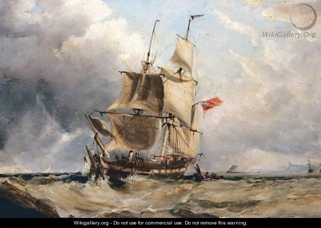 English Battleship Off The Coast - (after) George Sen Chambers