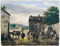 Village Scene With Figures And Donkeys Before A House - Guiseppe Canella