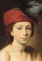 Portrait Of A Young Boy, Head And Shoulders, Wearing A Red Plumed Cap - (after) Elisabeth Vigee-Lebrun