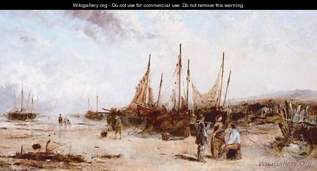 Fishing Boats On The Beach - (after) William Joseph Julius Caesar Bond