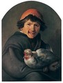 A Young Boy Holding A Hen - Jan Tilius