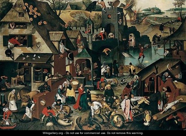 Flemish Proverbs (De Blauwe Huyck) - Pieter The Younger Brueghel