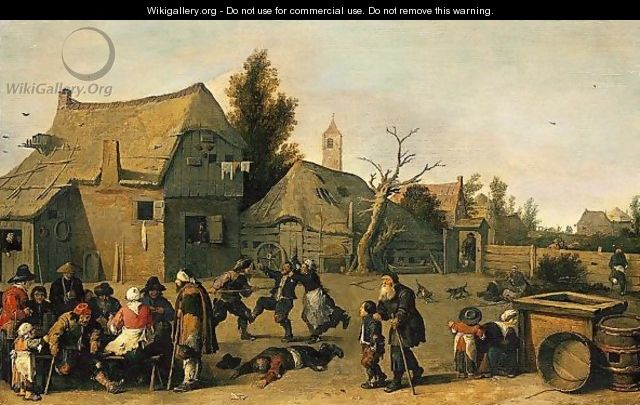 Village Scene With Peasants - Pieter de Bloot