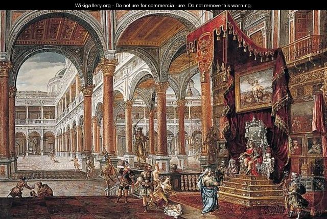 A Renaissance Palace With The Judgement Of Solomon - Francisco Gutierrez