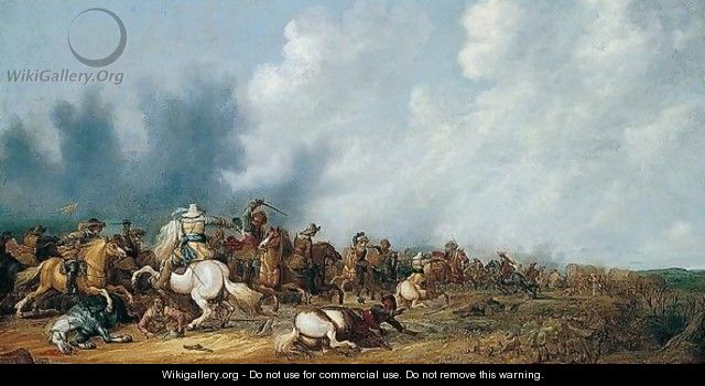 A Cavalry Engagement - Abraham van der Hoef
