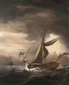 An English Royal yacht and other vessels in heavy seas - Willem van de, the Younger Velde