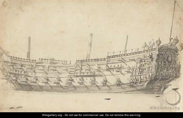 An English ship of 54 guns, possibly the Bristol - Willem van de, the Younger Velde