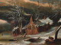 A winter landscape with woodmen before a cottage - Willem Schellincks
