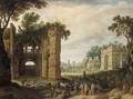 The Roman Forum with drovers and watercarriers on a path in the foreground - Willem van, the Younger Nieulandt