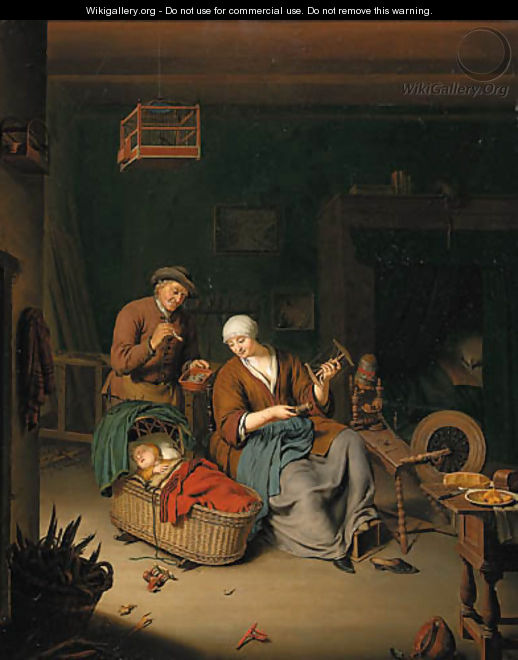 A peasant family in a cottage interior - Willem van Mieris