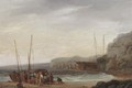 Beach scene with boats and figures - William Anderson