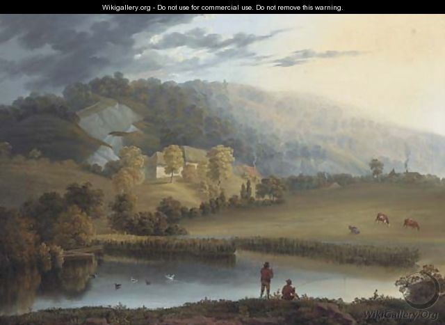Anglers in an extensive landscape - William Alfred Delamotte