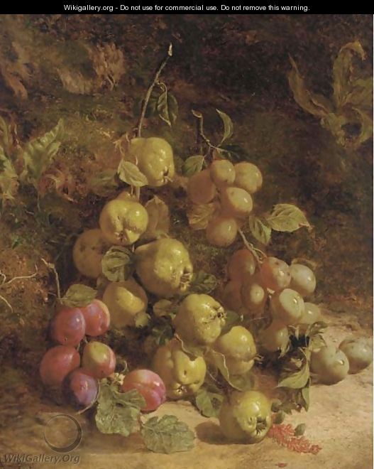 Pears and plums on a mossy bank - William B. Hough