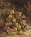 Pears and plums on a mossy bank - William B. Hough