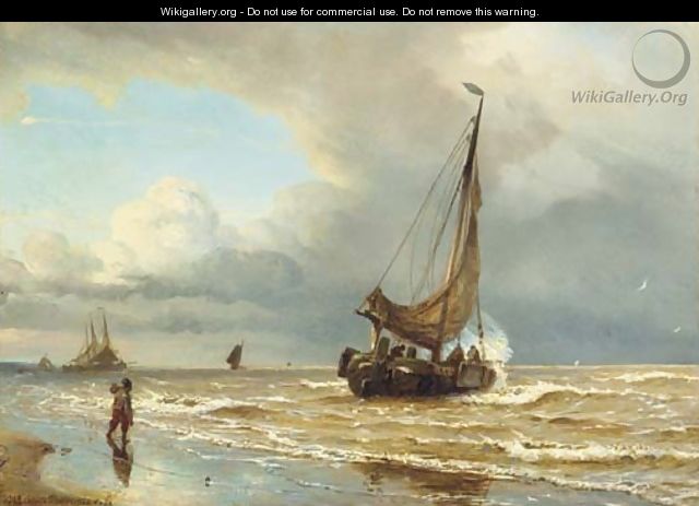 Sailing vessels in the surf - W.A. van Deventer