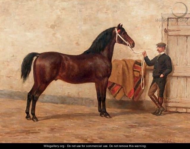 A steed with his groom - Willem Carel Nakken