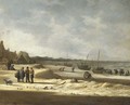 Figures and boats on a beach - Willem Gillisz. Kool