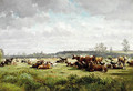 Cows grazing in a meadow in summer - Willem Roelofs