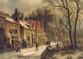 Villagers in a snow-covered Dutch town - Willem Koekkoek