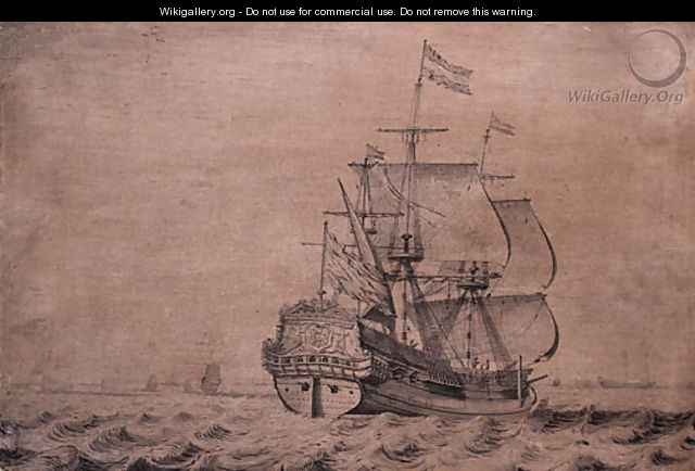 The man-of-war Frisia-Klein Frisia under sail seen from the stern - Wigerus Vitringa