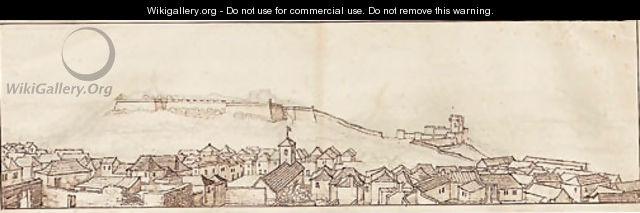 View of the town and fort, Tangier, from the south-east (recto); View from the Bowling Green, Tangier (verso) - Wenceslaus Hollar