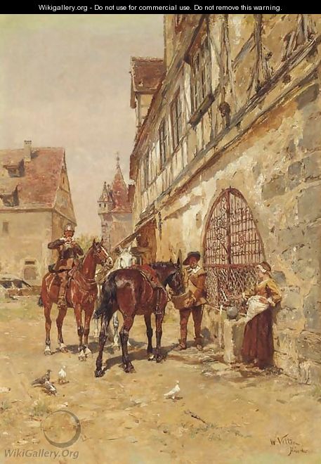 Travellers resting in a village - Wilhelm Velten