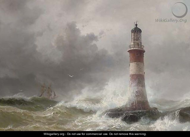 The lonely vigil The Eddystone Lighthouse, heavy weather - Wilhelm Melbye