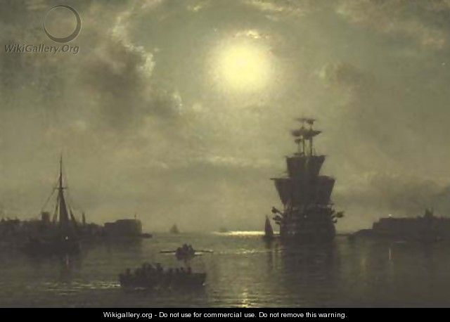 H.M.S. St. Vincent lying off Gosport at the entrance to Portsmouth harbour - Wilhelm Ferdinand Xylander
